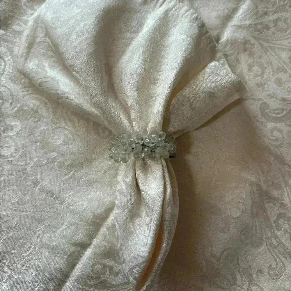 Lauren Ralph Lauren Damask Napkins Ivory Set Elegant Table Linens Wedding 10 Ct